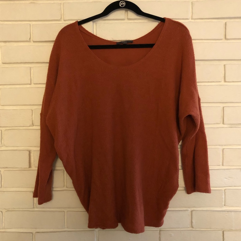 Burnt Orange Swoop Neck Sweater